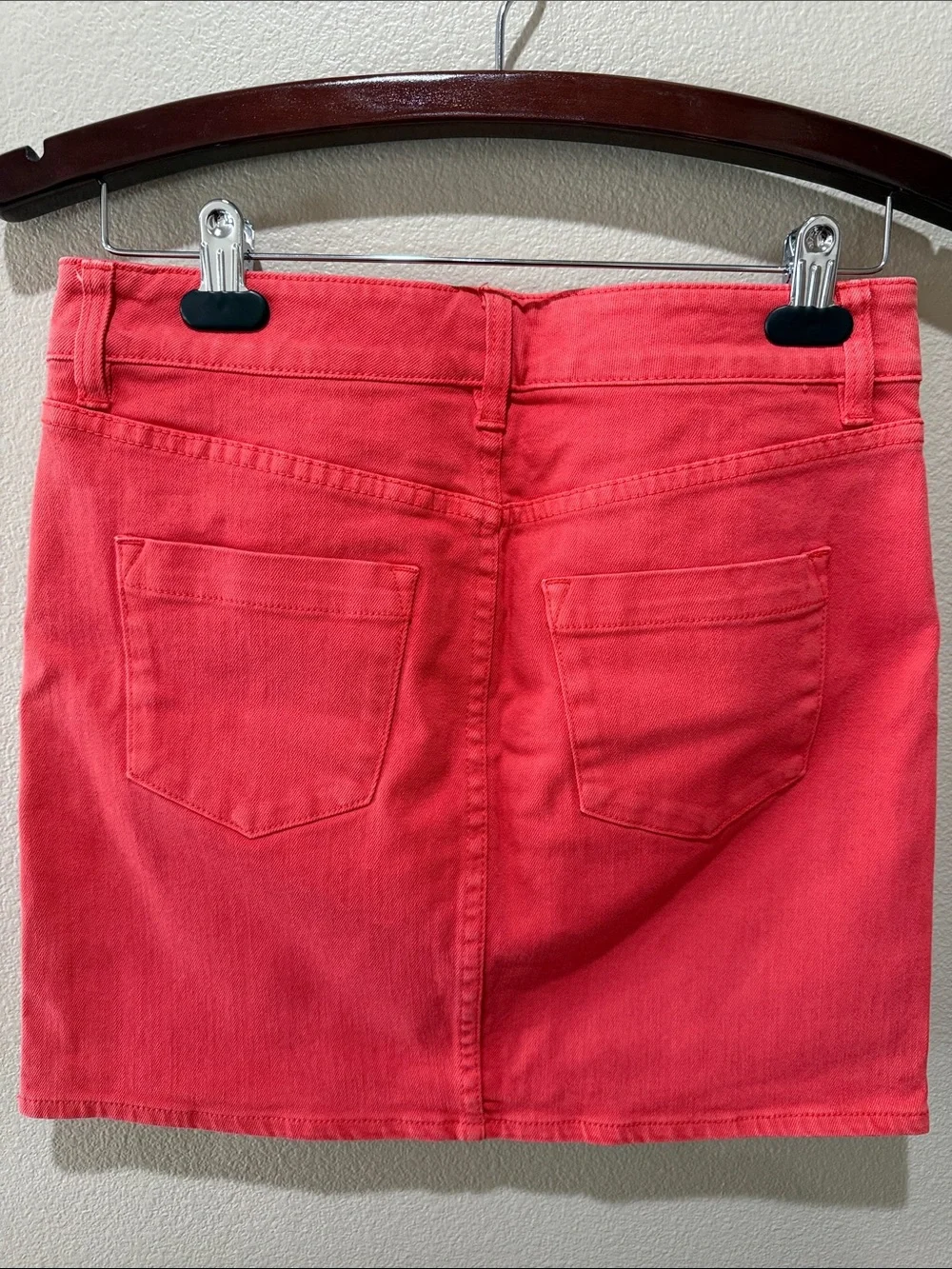 J. Crew Coral Red Denim Mini Skirt